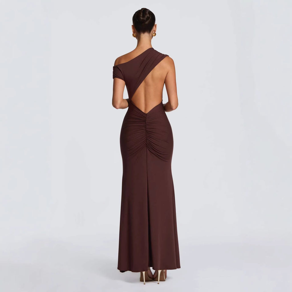 Asymmetric Off-Shoulder High-End Evening Gown