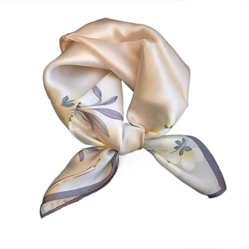 Beige Silk Square Scarf For Womenversatile And Easy To Style